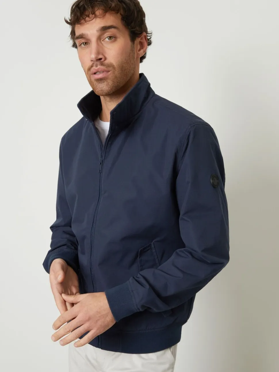 Marineblauw - Threadbare Harrington jack met ritssluiting