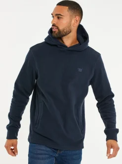Marineblauw - Threadbare pullover-hoody van microfleece
