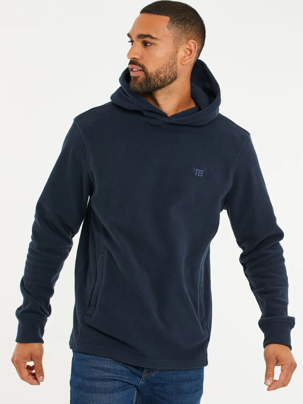 Marineblauw - Threadbare pullover-hoody van microfleece