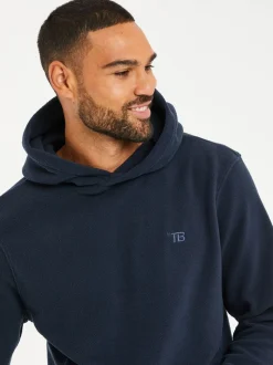 Marineblauw - Threadbare pullover-hoody van microfleece