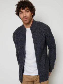 Marineblauw - Threadbare vest met ritssluiting