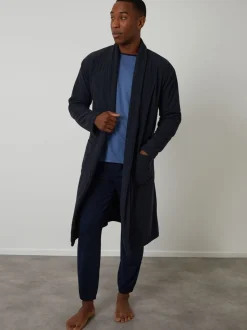 Marineblauw - Threadbare Waffle Fleece Dressing Gown