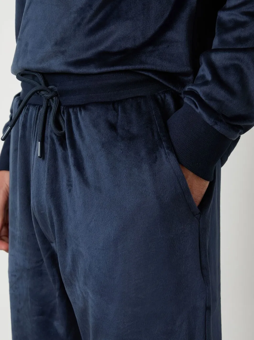 Marineblauw - Threadbare zacht aanvoelende velours loungewear set