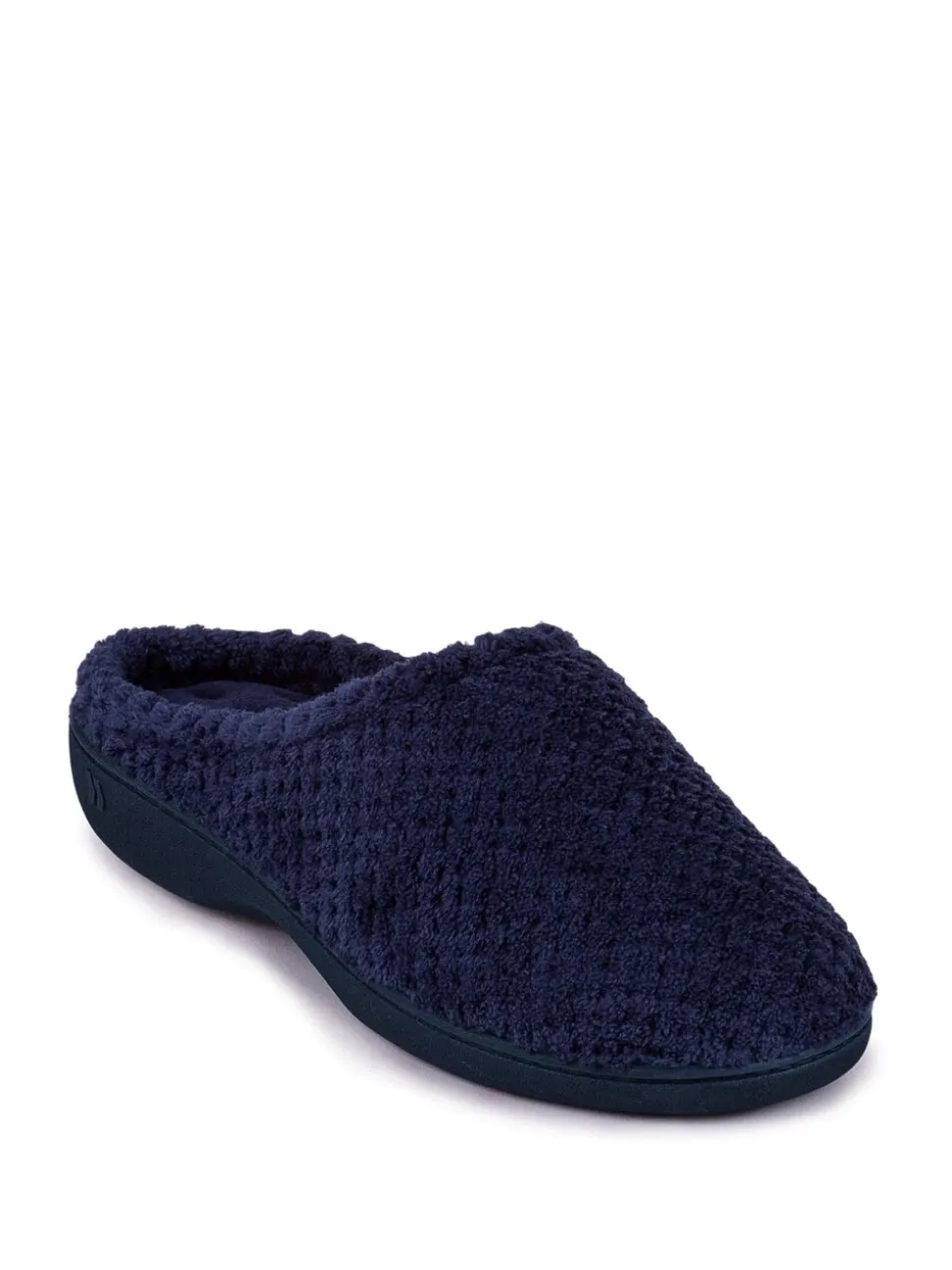 Marineblauw - Totes Isotoner Popcorn pantoffelmuiltjes van badstof