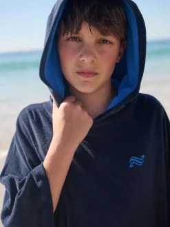 Marineblauw - Towelling Poncho (3-16yrs)