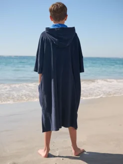 Marineblauw - Towelling Poncho (3-16yrs)