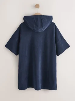 Marineblauw - Towelling Poncho (3-16yrs)