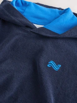 Marineblauw - Towelling Poncho (3-16yrs)