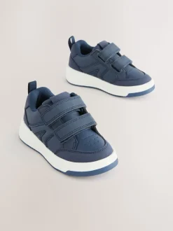 Marineblauw - Trainers met Klittenbandsluiting en twee banden