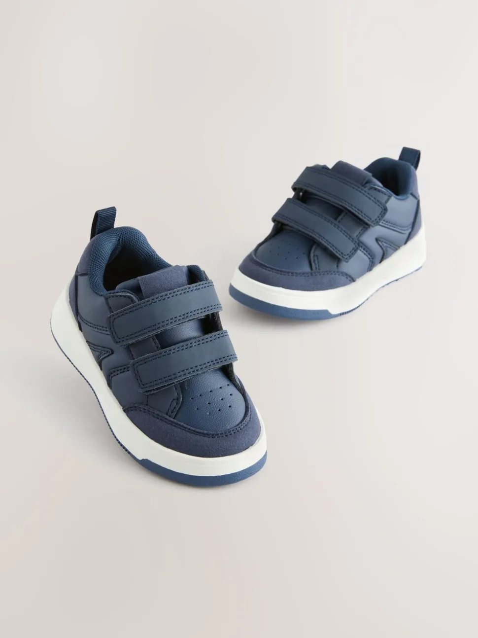 Marineblauw - Trainers met Klittenbandsluiting en twee banden