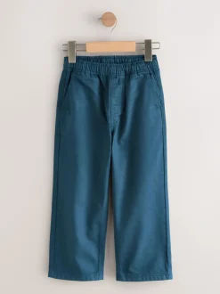 Marineblauw - Twill jeans met aantrekkoord (3-16jr)
