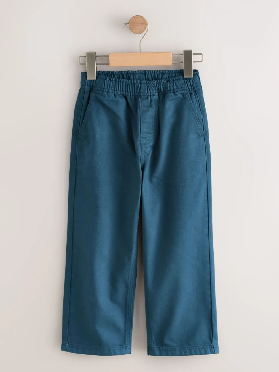 Marineblauw - Twill jeans met aantrekkoord (3-16jr)