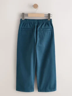 Marineblauw - Twill jeans met aantrekkoord (3-16jr)