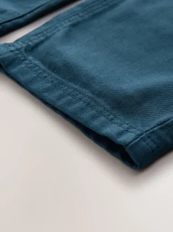 Marineblauw - Twill jeans met aantrekkoord (3-16jr)