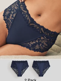 Marineblauw - Ultimate Comfort kanten slip verpakking van 2