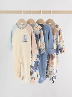 Marineblauw - Verpakking van 4 baby pyjama's met tweewegrits (0mnd -2jr)