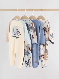 Marineblauw - Verpakking van 4 baby pyjama's met tweewegrits (0mnd -2jr)