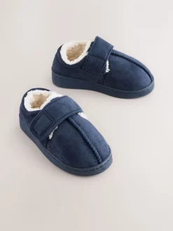 Marineblauw - Warm gevoerde pantoffels met kuipzool
