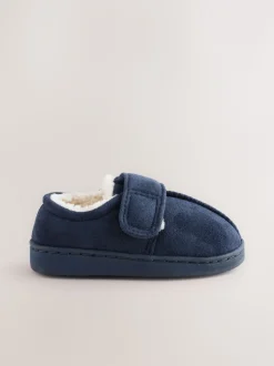 Marineblauw - Warm gevoerde pantoffels met kuipzool