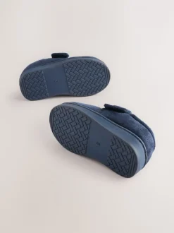 Marineblauw - Warm gevoerde pantoffels met kuipzool