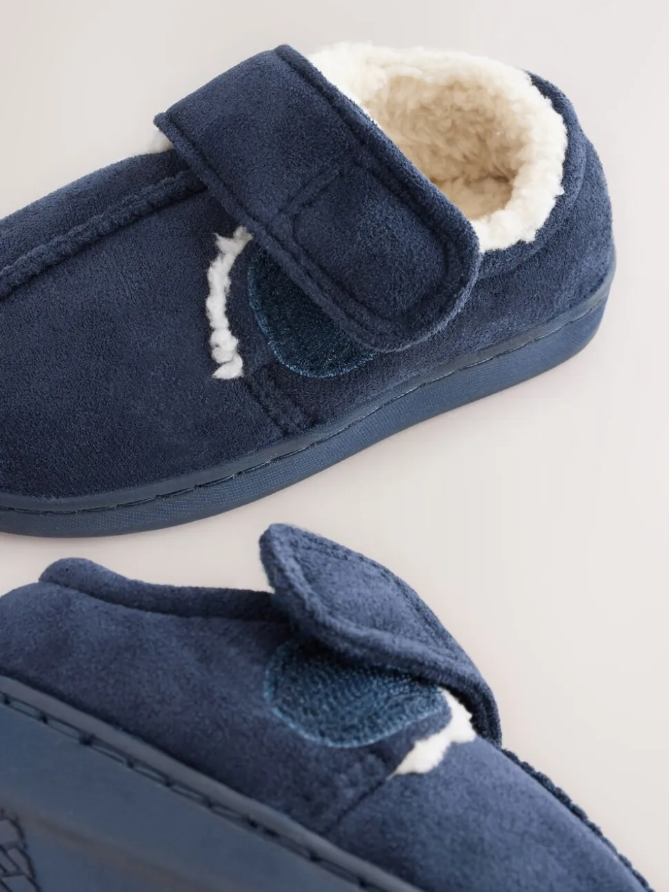 Marineblauw - Warm gevoerde pantoffels met kuipzool
