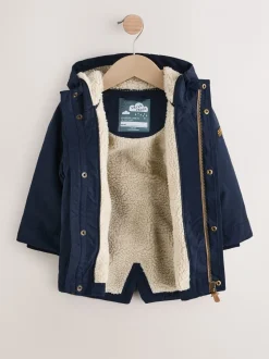 Marineblauw - Waterdichte parka met borgvoering (3mnd -7jr)