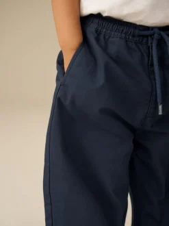 Marineblauw - Wijde pijpen 100% katoenen chino broek met elastische tailleband (3mnd-7jr)