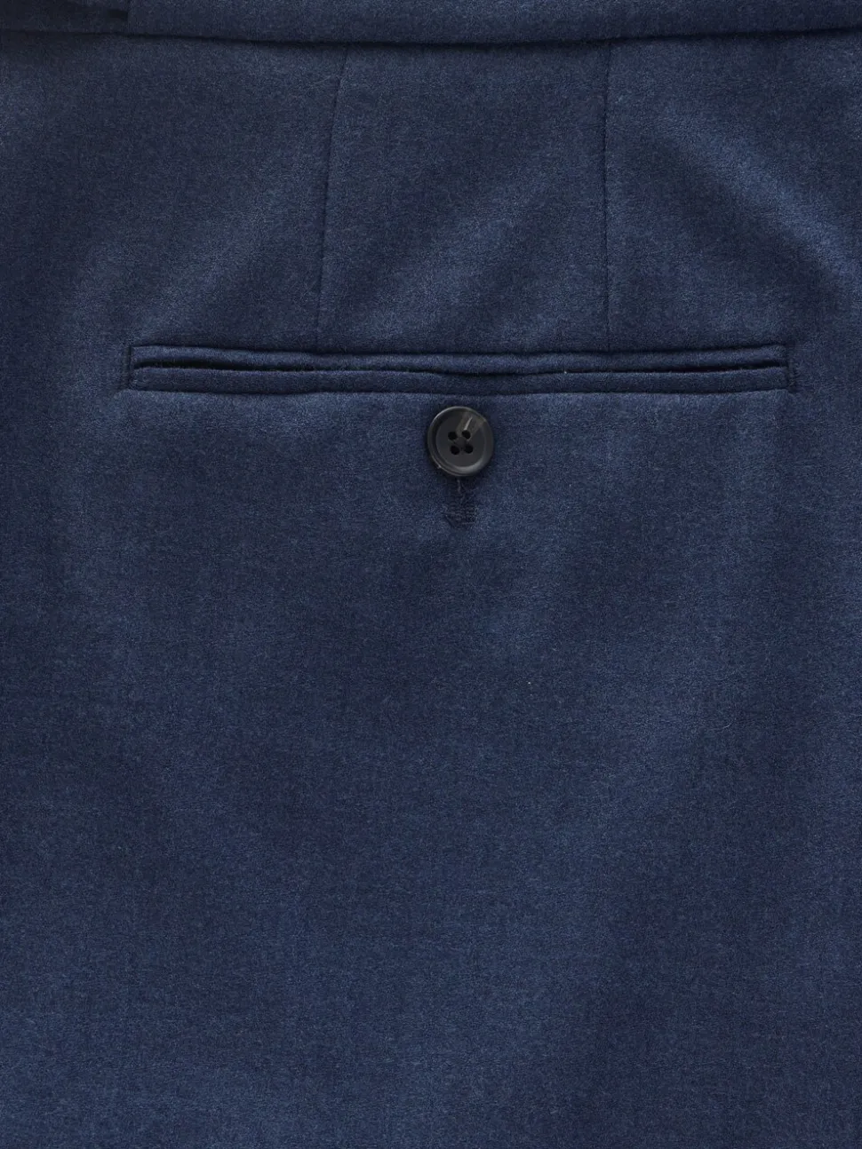 Marineblauw - Wollen Rijke Slim Textuur Broek Met Zijverstellers