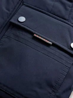 Marineblauw - Zware regenbestendige parka met imitatiebontrand (3-16jr)