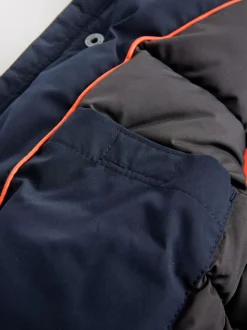 Marineblauw - Zware regenbestendige parka met imitatiebontrand (3-16jr)