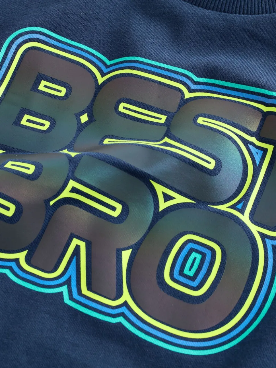 Marineblauw Best Bro - Regular fit T-shirt met korte mouwen en grafische print (3-16jaar)