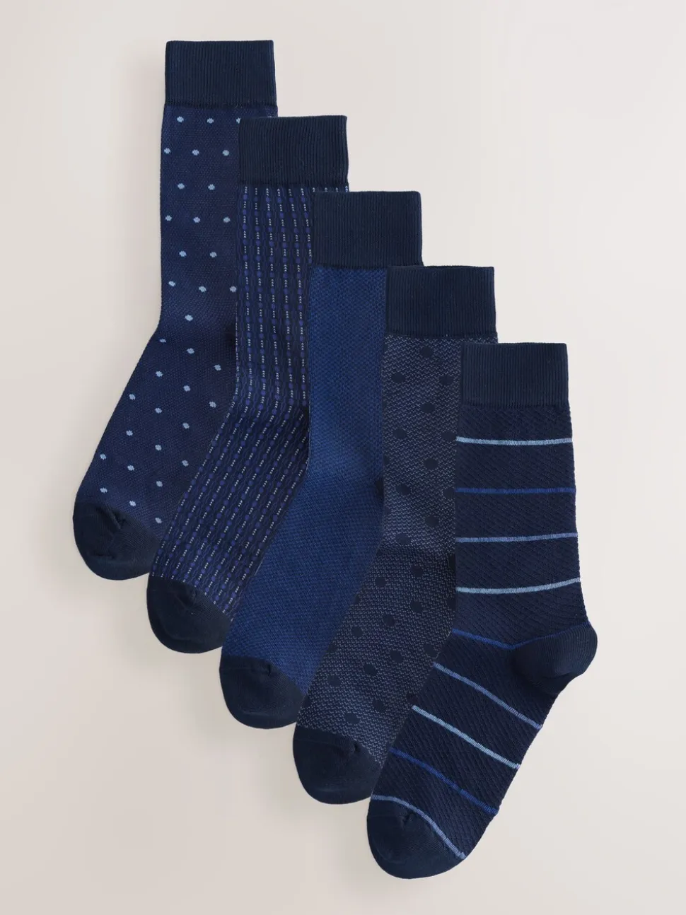 Marineblauw Blauw - 5 Paar modieuze sokken met patroon