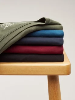 Marineblauw/ blauwgroen/ wit/ zwart/ groen/ bordeauxrood - Normale Pasvorm - Essential katoenen T-shirts verpakking van 6