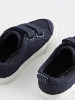 Marineblauw canvas - Sneakers met twee klittenbandjes