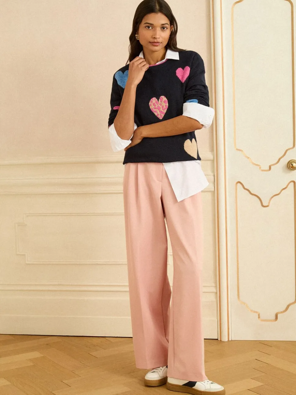 Marineblauw diverse - Love & Roses Animal Hart Trui