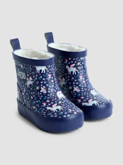 Marineblauw eenhoorn - JoJo Maman Bébé Print Cosy Short Wellies