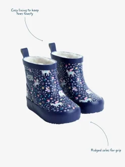 Marineblauw eenhoorn - JoJo Maman Bébé Print Cosy Short Wellies
