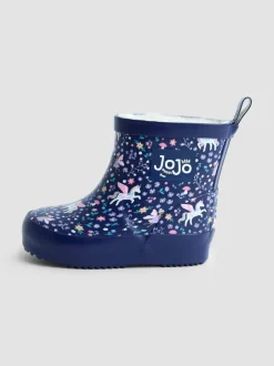 Marineblauw eenhoorn - JoJo Maman Bébé Print Cosy Short Wellies