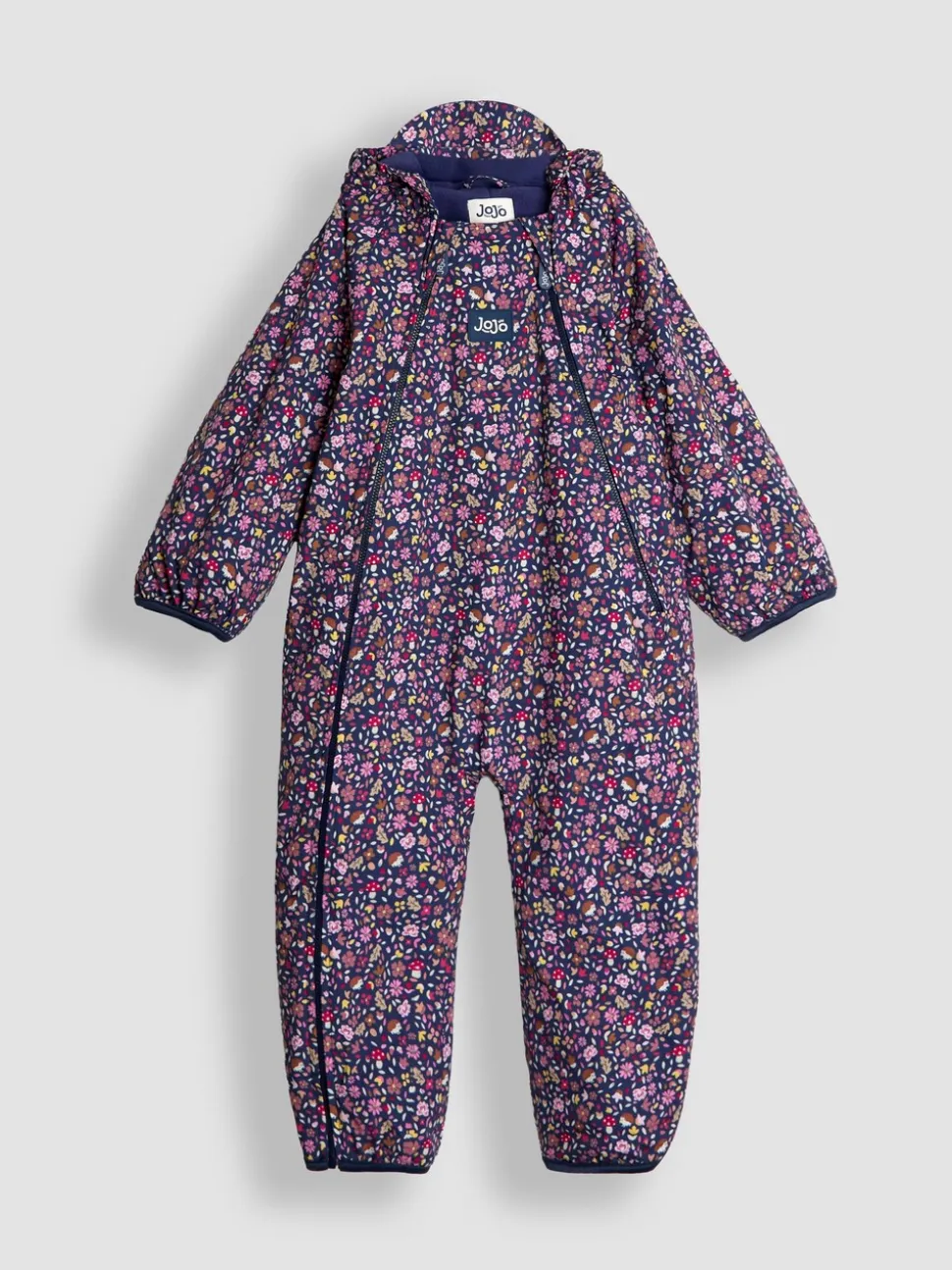 Marineblauw egel - JoJo Maman Bébé - Waterdicht regenpak met fleecevoering