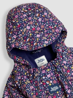 Marineblauw egel - JoJo Maman Bébé - Waterdicht regenpak met fleecevoering