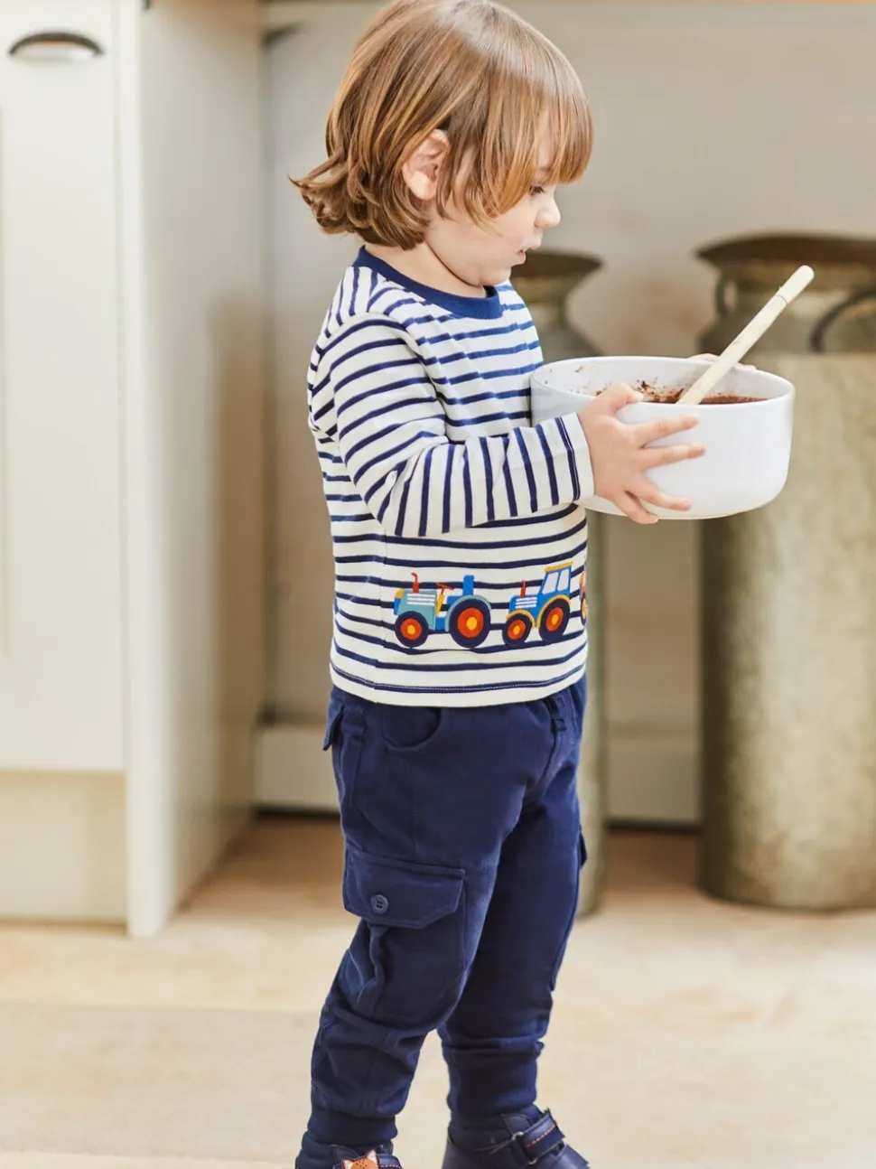 Marineblauw en kakigroen - JoJo Maman Bébé Cargo 100% Cotton Joggers 2 Pack
