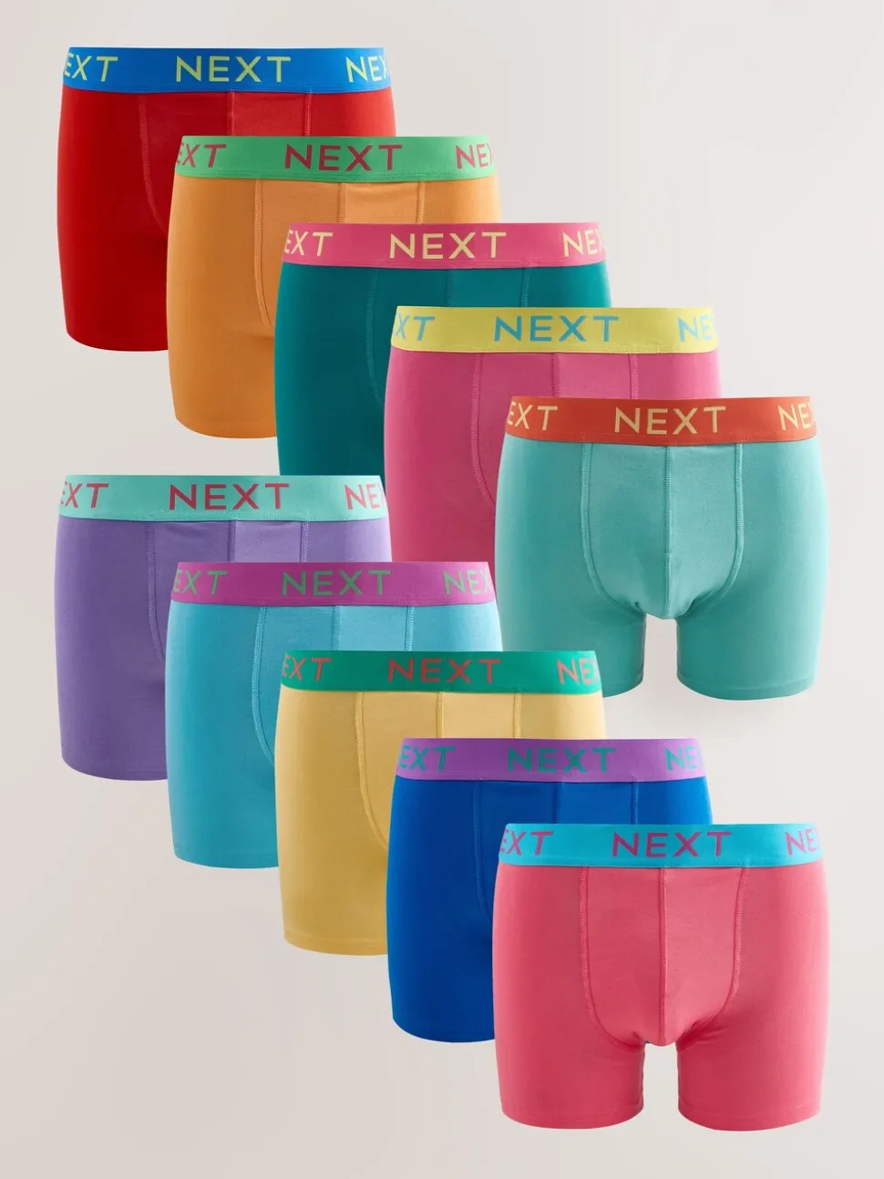 Marineblauw fel Paarse/ Oranje taillebanden - Verpakking van 10 - Katoenrijke trunk boxers