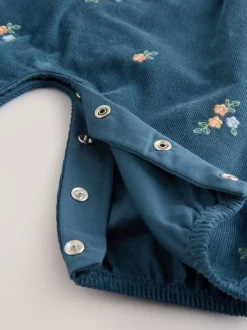 Marineblauw geborduurd - Baby Print Bodysuit met Lange mouwen en Corduroy bretelbroeken Set 2 Pieces (0mnd -2jr)