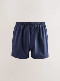 Marineblauw gemengd patroon - Verpakking van 4 - Geweven boxershorts van puur katoen