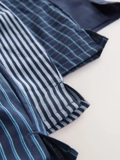 Marineblauw gemengd patroon - Verpakking van 8 - Geweven boxershorts van puur katoen