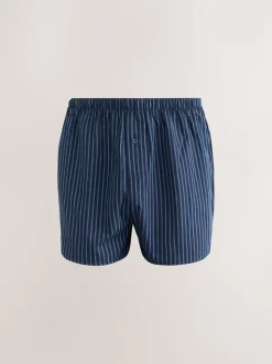 Marineblauw gemengd patroon - Verpakking van 8 - Geweven boxershorts van puur katoen