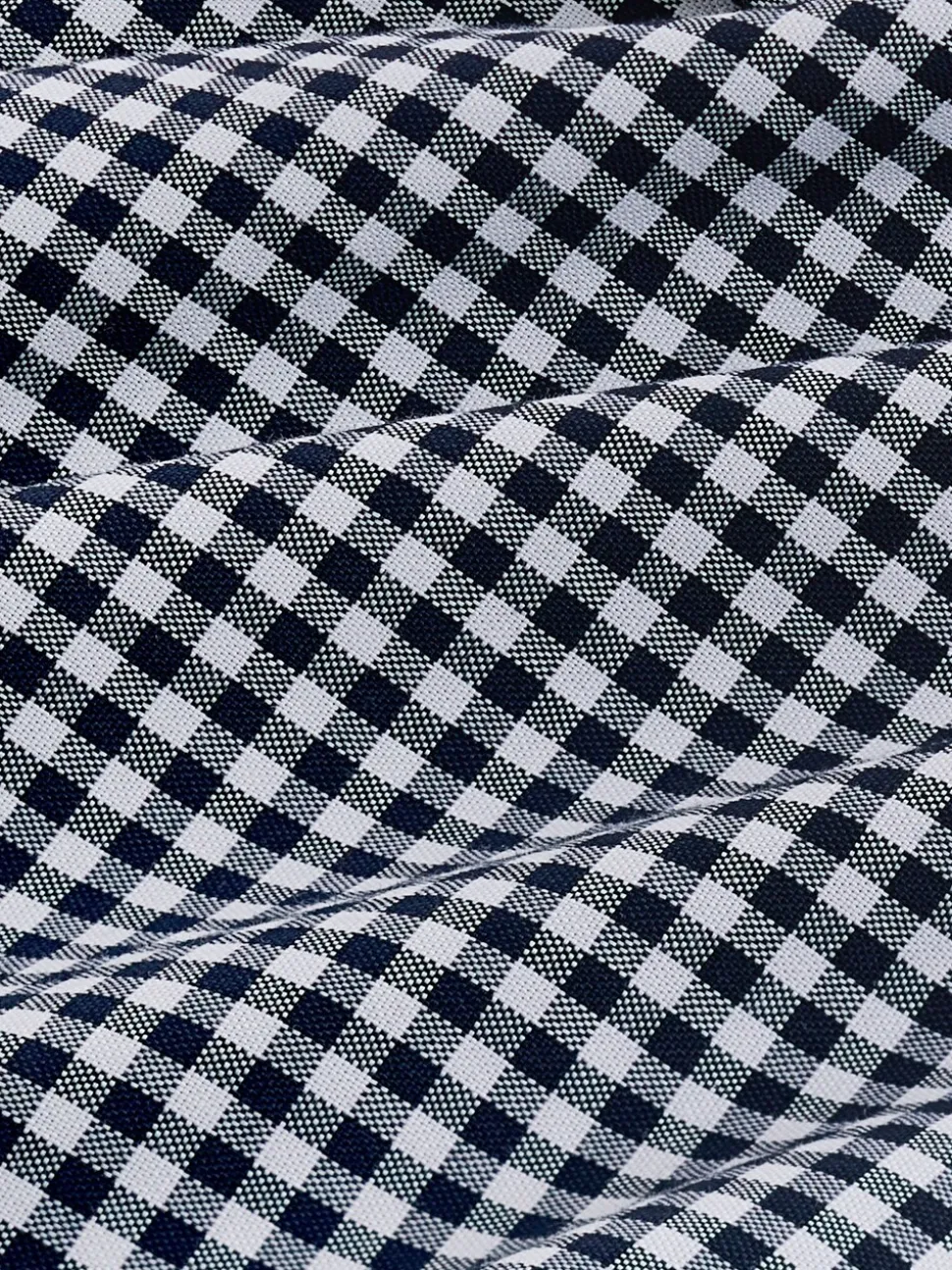Marineblauw geruit - Eenvoudig te strijken Oxford-overhemd met knopen en standaard pasvorm