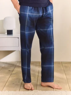 Marineblauw geruit - Jersey pyjama met korte mouwen