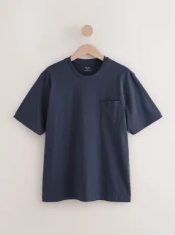Marineblauw geruit - Jersey pyjama met korte mouwen