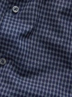 Marineblauw geruit - Long Sleeve Soft Touch Smart Shirt